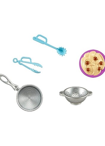 Barbie'nin hayatından eğlenceli aksesuarlar spagetti seti 