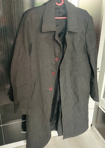 Düğmeli Gri Midi Kaban
