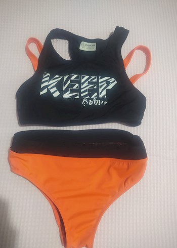 Kız Çocuk Turuncu Siyah Spor Bikini