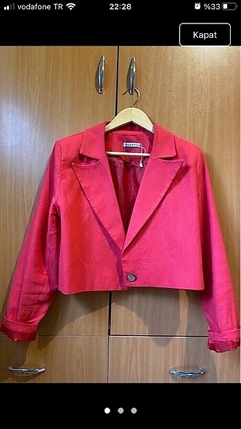 Keten astarlı crop blazer ceket