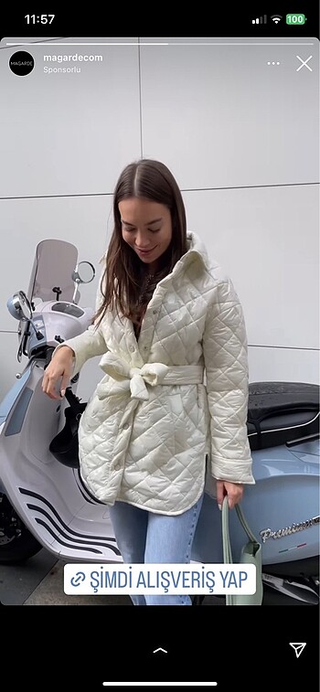 Twist model ince şişme mont krem