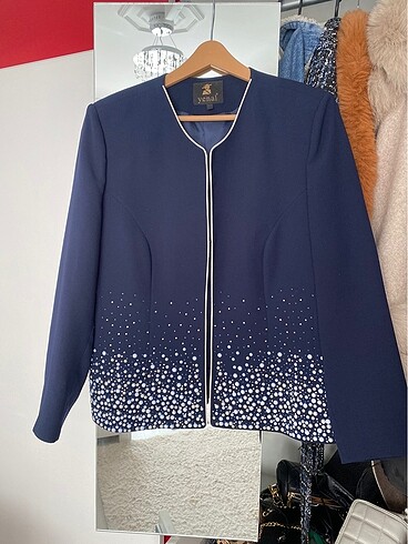 Yenal abiye blazer ceket incili taşlı
