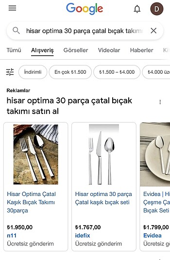 Diğer Hisar optima 30 parça çatal kaşık bıçak takımı