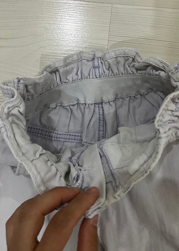 Diğer Düğmeli Beyaz Rahat Kesim Midi Kadın Keten Pantolon