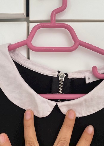 Mango  Siyah Midi Uzun Kollu Yakalı elbise - Görsel 2