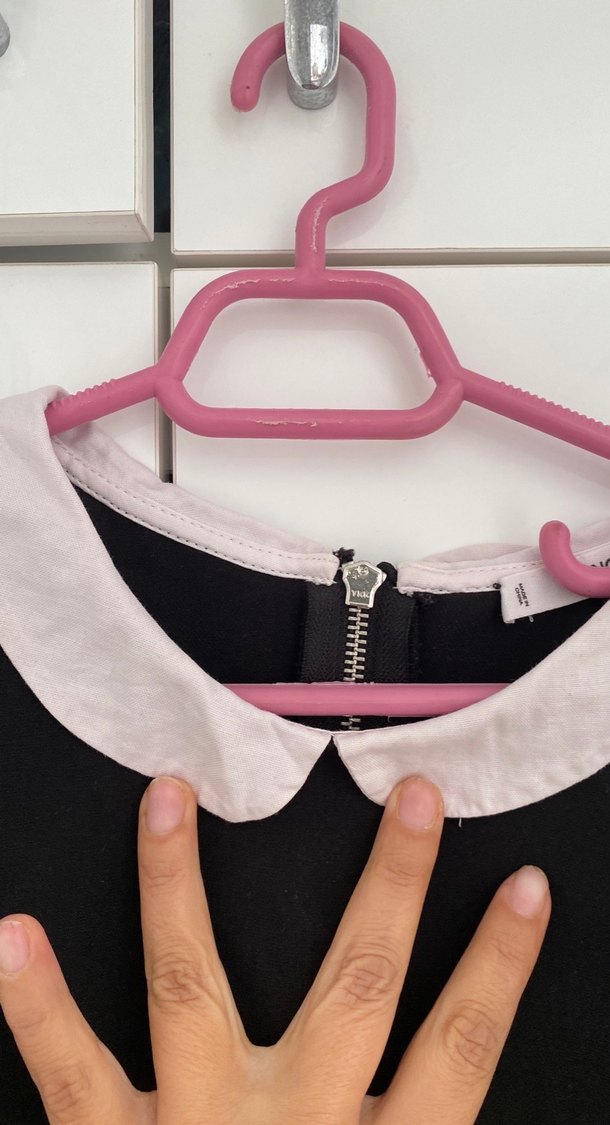 Mango  Siyah Midi Uzun Kollu Yakalı elbise - Görsel 2