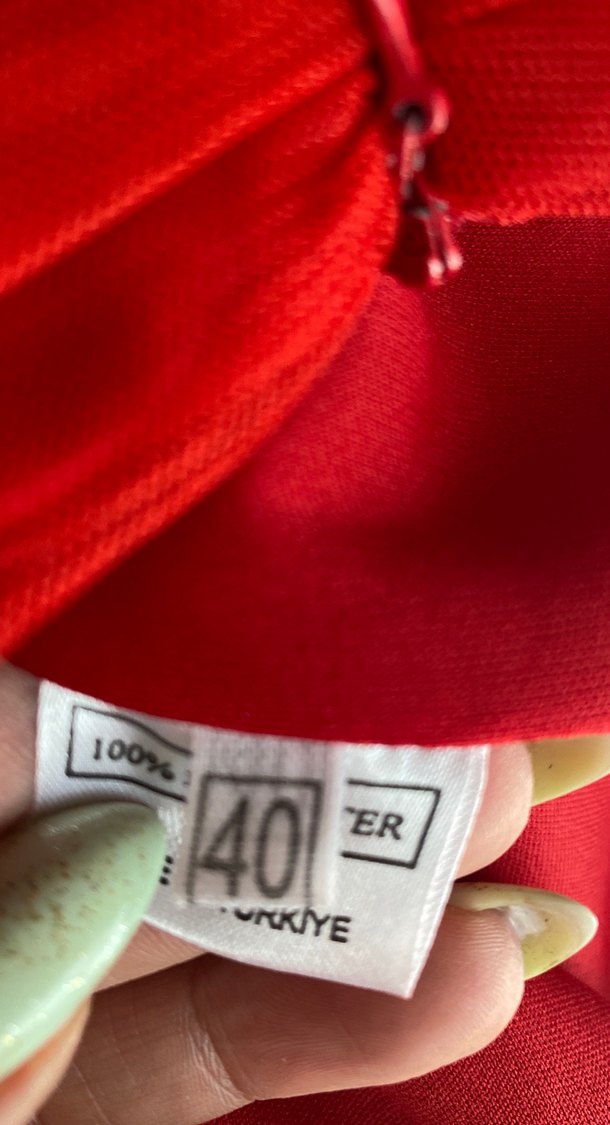 Kırmızı Drapeli Straplez Uzun Abiye Elbise 38 e de olur - Görsel 3