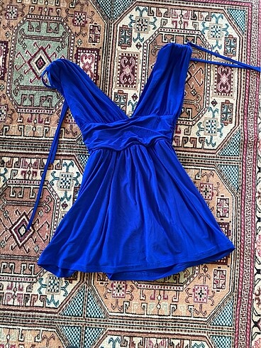 Saks mavisi süper mini elbise