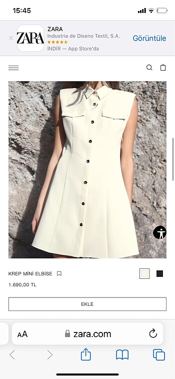 Zara elbise kirik beyaz gb