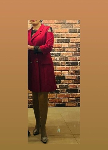 Fuşya blazer elbise ikili takım - Görsel 5