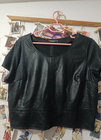 m Beden Deri crop bluz