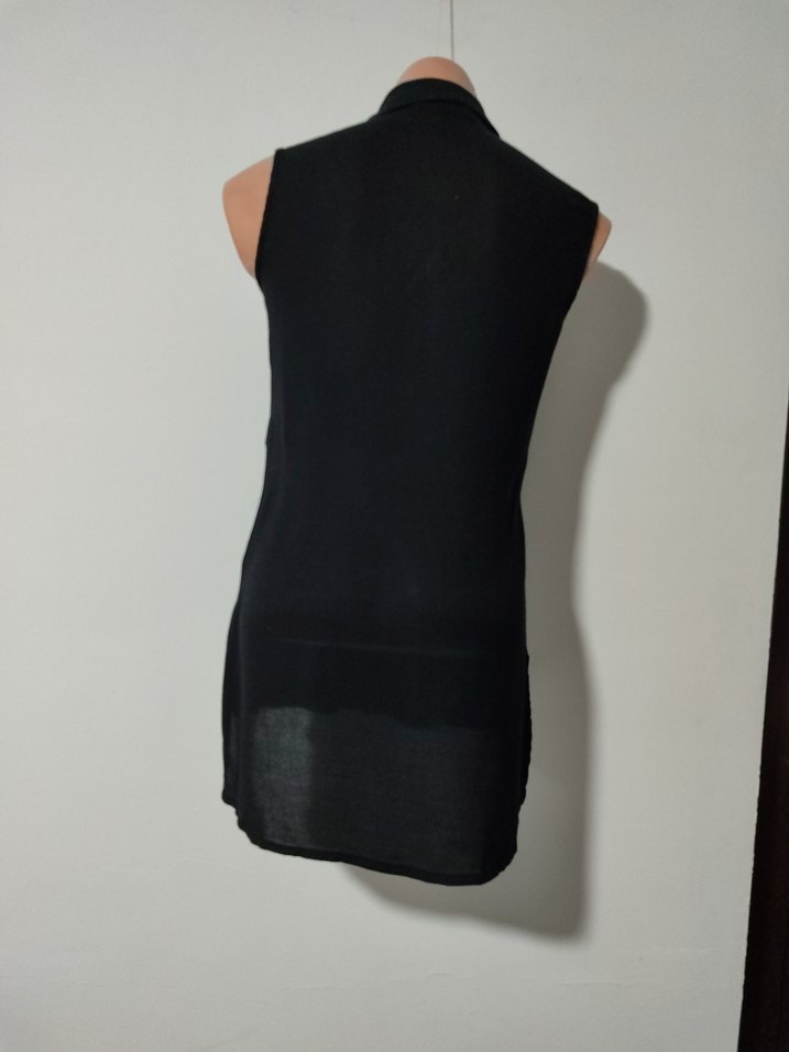 Adil Işık Siyah Kolsuz Mini Gömlek - Görsel 3