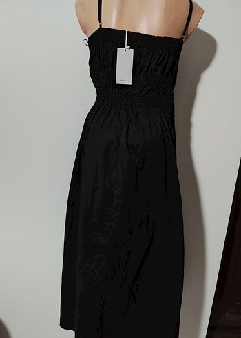 Halter Yaka Siyah Uzun Askılı Elbise - Görsel 7