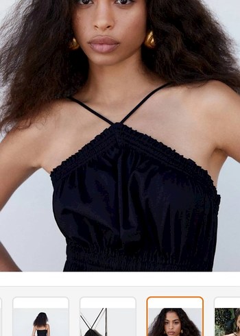 Halter Yaka Siyah Uzun Askılı Elbise - Görsel 4