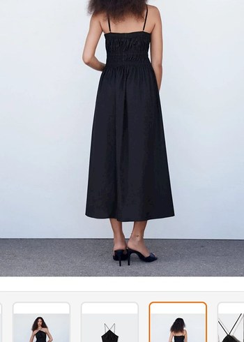 Halter Yaka Siyah Uzun Askılı Elbise - Görsel 2