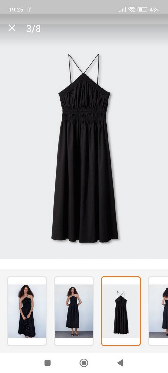 Halter Yaka Siyah Uzun Askılı Elbise - Görsel 3