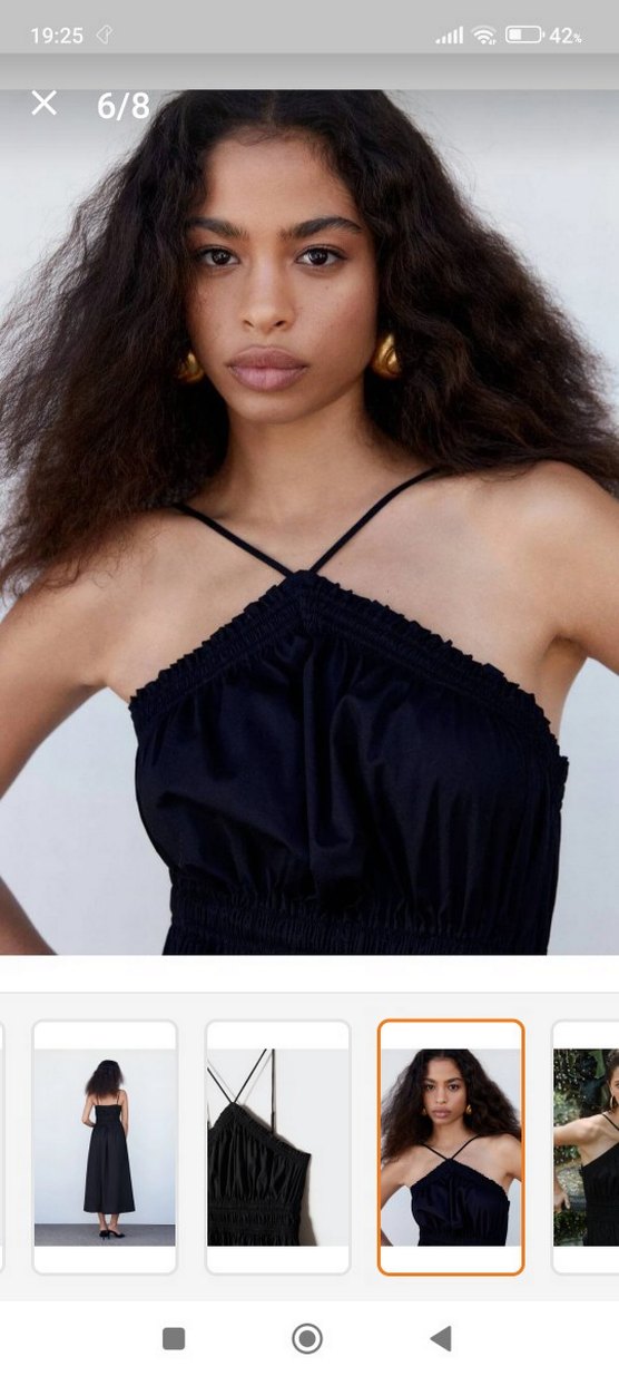 Halter Yaka Siyah Uzun Askılı Elbise - Görsel 4