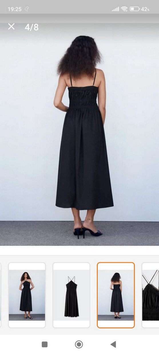 Halter Yaka Siyah Uzun Askılı Elbise - Görsel 2