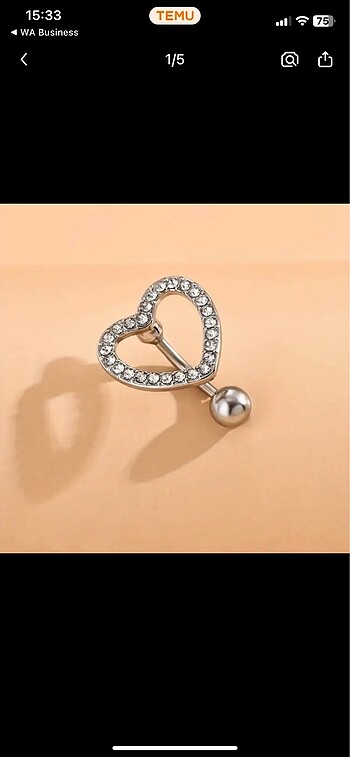 Göbek piercing kalp - Görsel 6