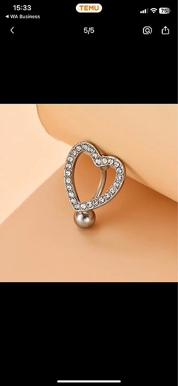 Göbek piercing kalp - Görsel 5