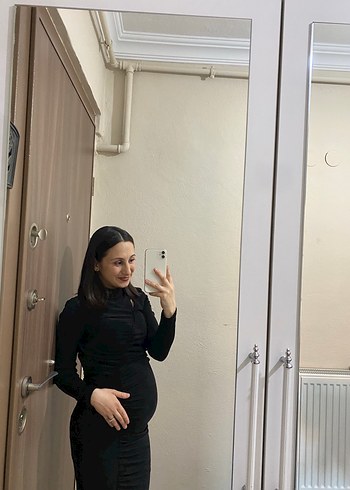 Uzun Kollu Drapeli Siyah Kadın Elbise - Görsel 4