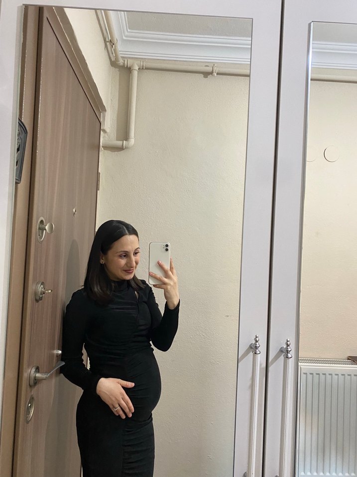 Uzun Kollu Drapeli Siyah Kadın Elbise - Görsel 4