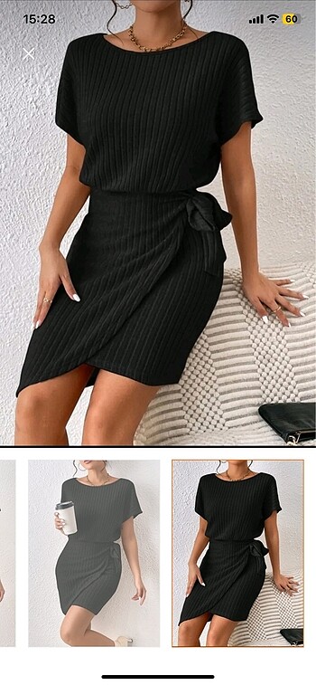 Yandan bağlamalı fitil elbise - Görsel 4