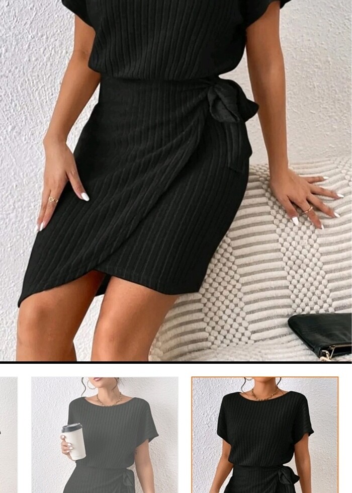 Yandan bağlamalı fitil elbise - Görsel 4