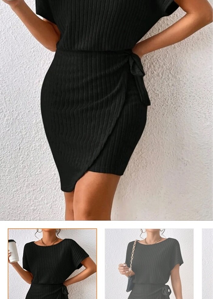 Yandan bağlamalı fitil elbise - Görsel 5