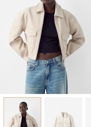 Bershka Bej Kısa Kadın Kaban - Görsel 2