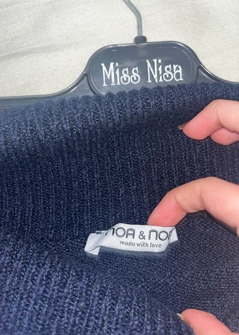 Lacivert  Kadın Triko Kayık Yaka Uzun Kollu - Görsel 2