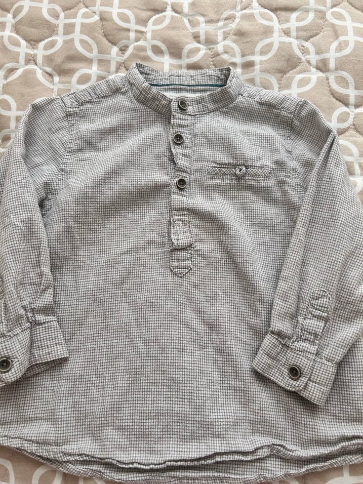 Gri Uzun Kollu Denim Bebek Takımı - Görsel 4