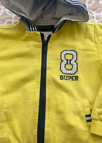 Sarı Kapüşonlu Fermuarlı Erkek Sweatshirt - Görsel 2