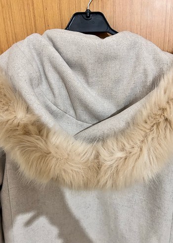 Kürklü Bej Midi Kadın Kaban - Görsel 8