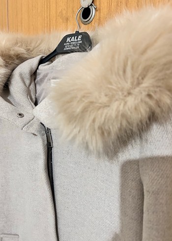 Kürklü Bej Midi Kadın Kaban - Görsel 4