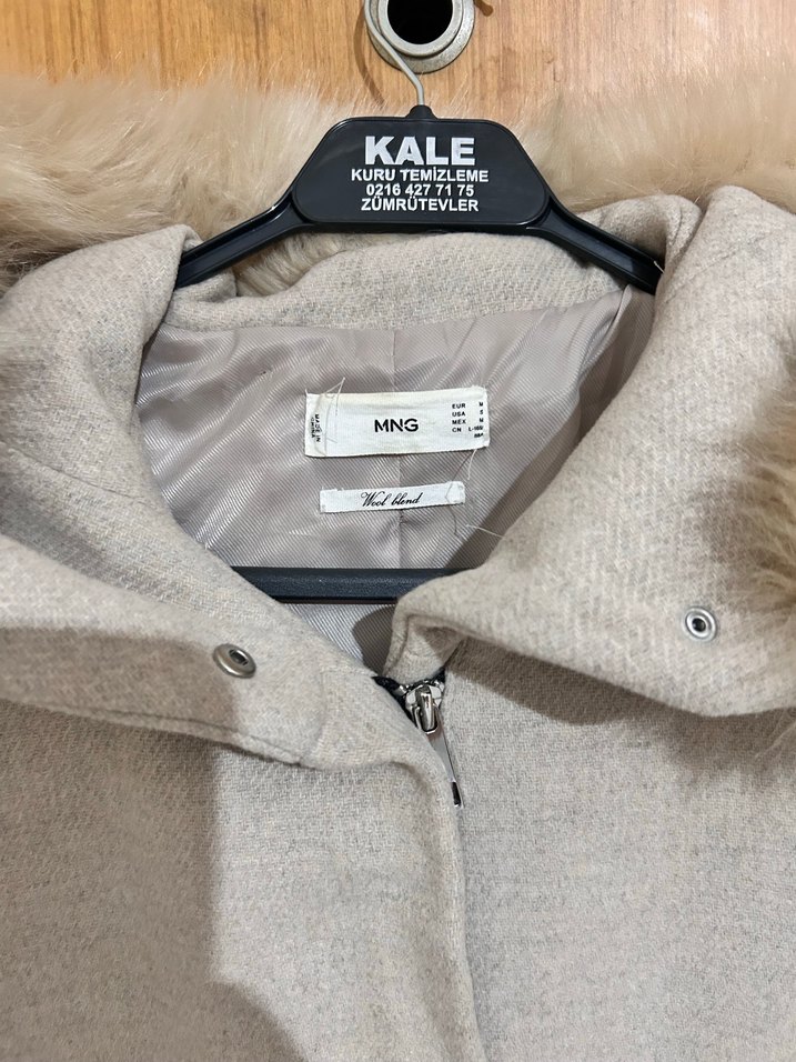 Kürklü Bej Midi Kadın Kaban - Görsel 2