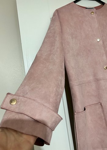Düğmeli Kadın Süet Midi Kaban - Görsel 4