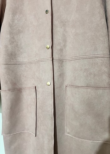 Düğmeli Kadın Süet Midi Kaban - Görsel 3