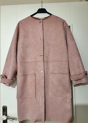 Düğmeli Kadın Süet Midi Kaban - Görsel 2