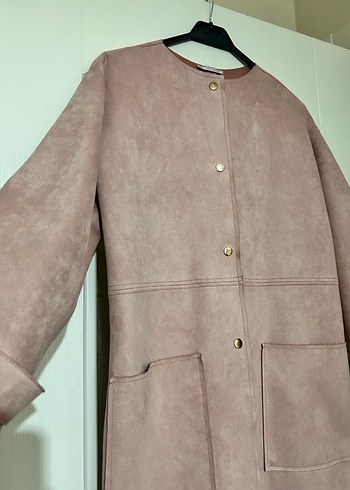 Düğmeli Kadın Süet Midi Kaban - Görsel 5