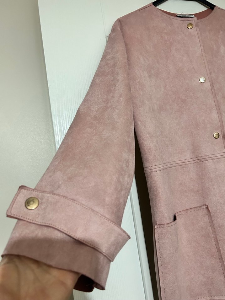 Düğmeli Kadın Süet Midi Kaban - Görsel 4