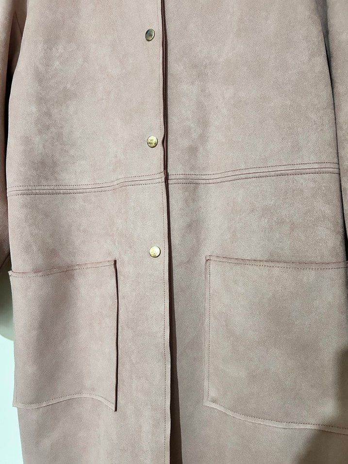 Düğmeli Kadın Süet Midi Kaban - Görsel 3