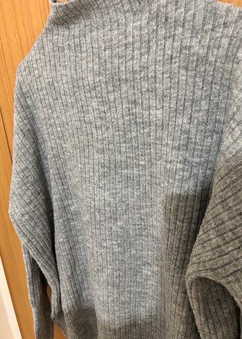 Gri Boğazlı Örgü Kadın Kazak - Görsel 3