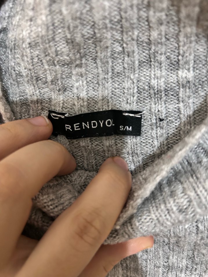 Gri Boğazlı Örgü Kadın Kazak - Görsel 4