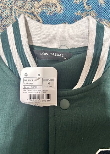 Gri Nakışlı Spor Erkek Kolej Ceketi - Görsel 6