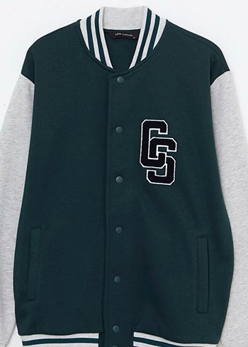 Gri Nakışlı Spor Erkek Kolej Ceketi - Görsel 3