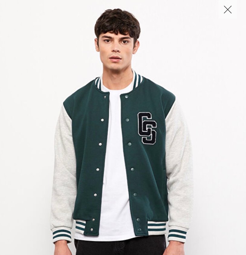 Gri Nakışlı Spor Erkek Kolej Ceketi - Görsel 2