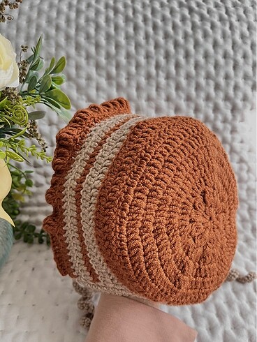 3-6 Ay, 17 cm Beden Bebek örgü şapka bone