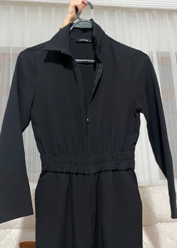 Kadın Siyah Uzun Kollu Tulum - Görsel 2