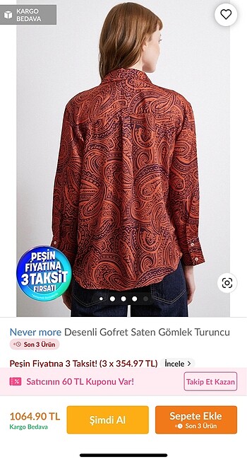xs Beden Desenli gömlek